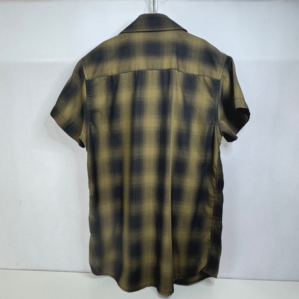 DIXXON DFC Youth Boys Short Sleeve Button Up Shirt LG Plaid‎ Dk Green Black - Picture 5 of 7